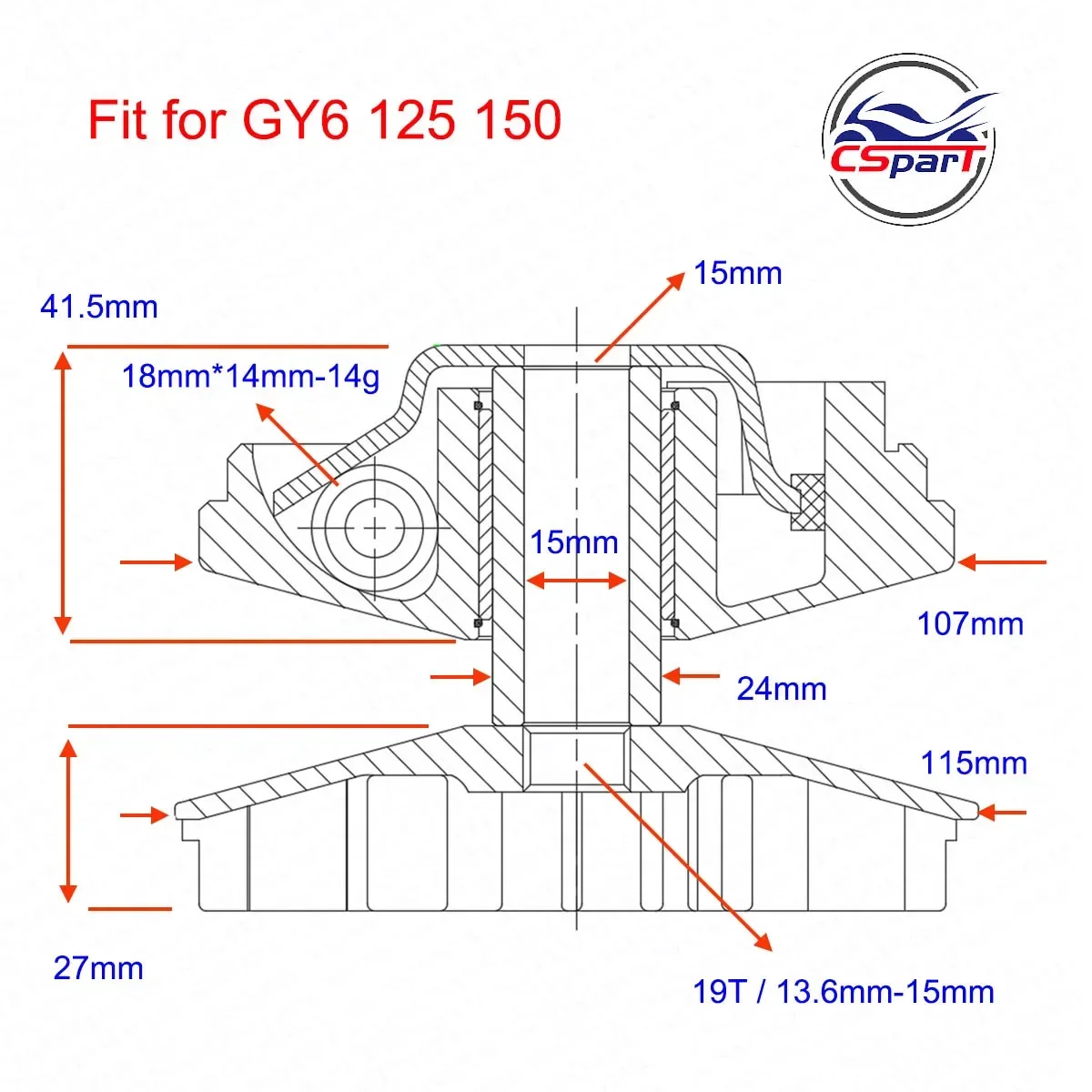 115MM 19T Variator Kit GY6 125cc 150cc 152QMI 157QMJ Jonway Baja Kazuma Baotian Scooter Go Kart ATV Parts