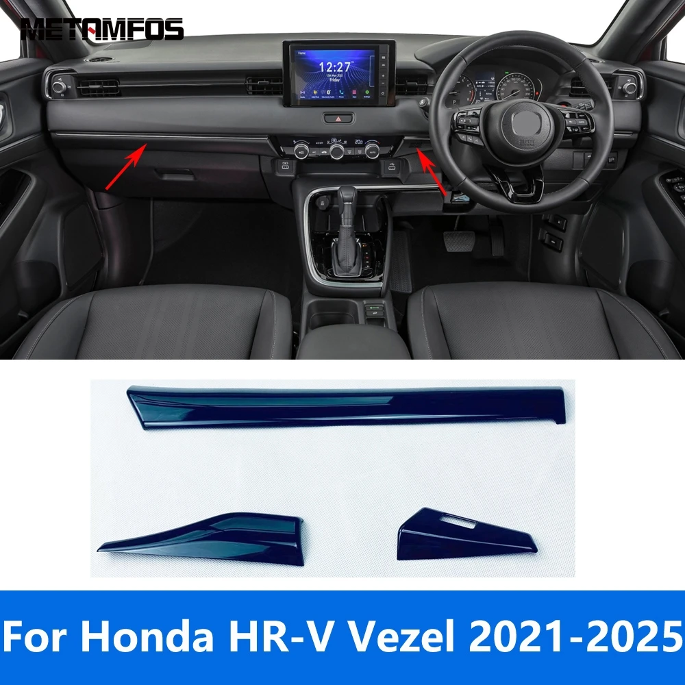 

Для Honda HR-V Vezel 2021-2023 2024 2025 черная центральная консоль, панель приборной панели, полоса, накладка, наклейка, аксессуары, Стайлинг автомобиля
