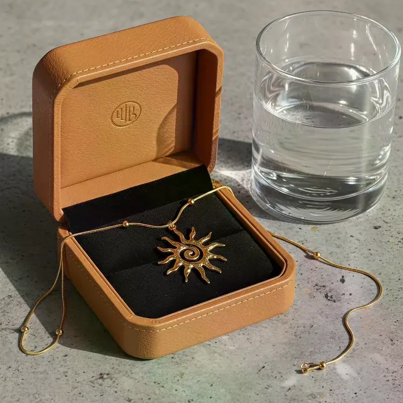 Gold Plated Spiral Sun Pendant Necklace Earrings Tarnish Resistant Bohemian Design For Daily Wear Vacation Beach Trips