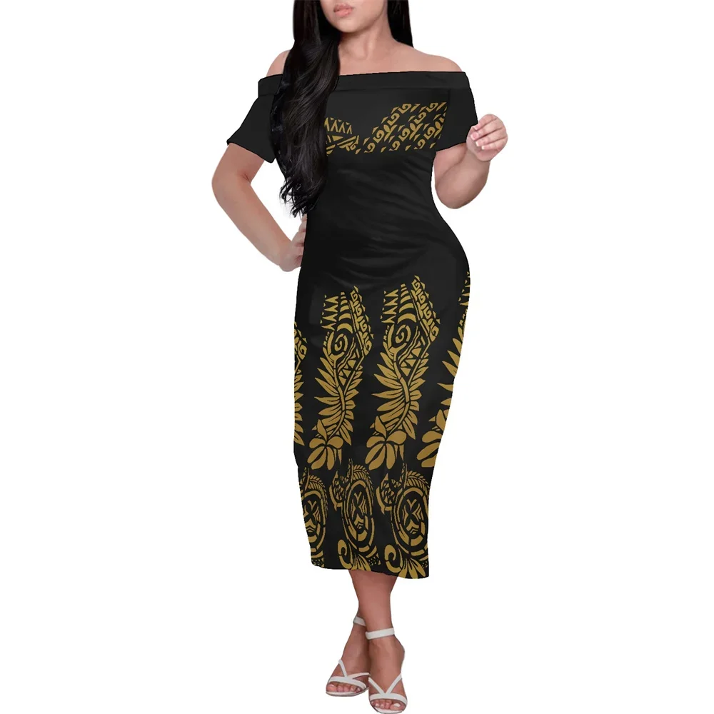 

Sublimation Print Midi Dress Custom Sexy Strapless Bodysuit Design Tank Dress Polynesian Samoa Tapa Flowers Tribal Print Dresses