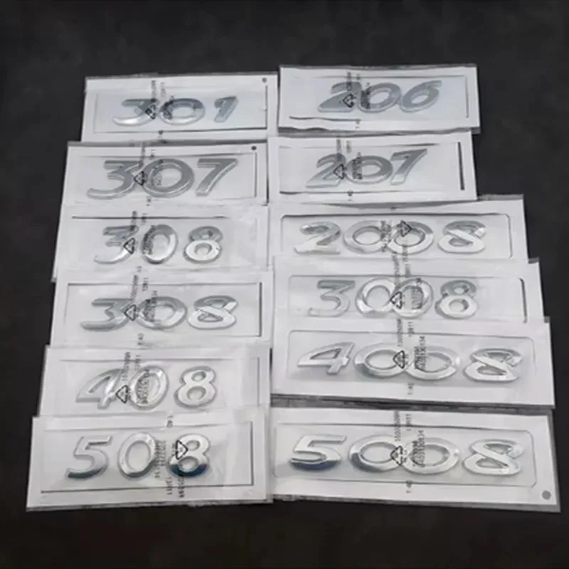 

3D ABS Chrome black Car For 206 207 301 307 308 408 508 2008 3008 4008 5008 Trunk Sticker Logo Letters Letters Accessories