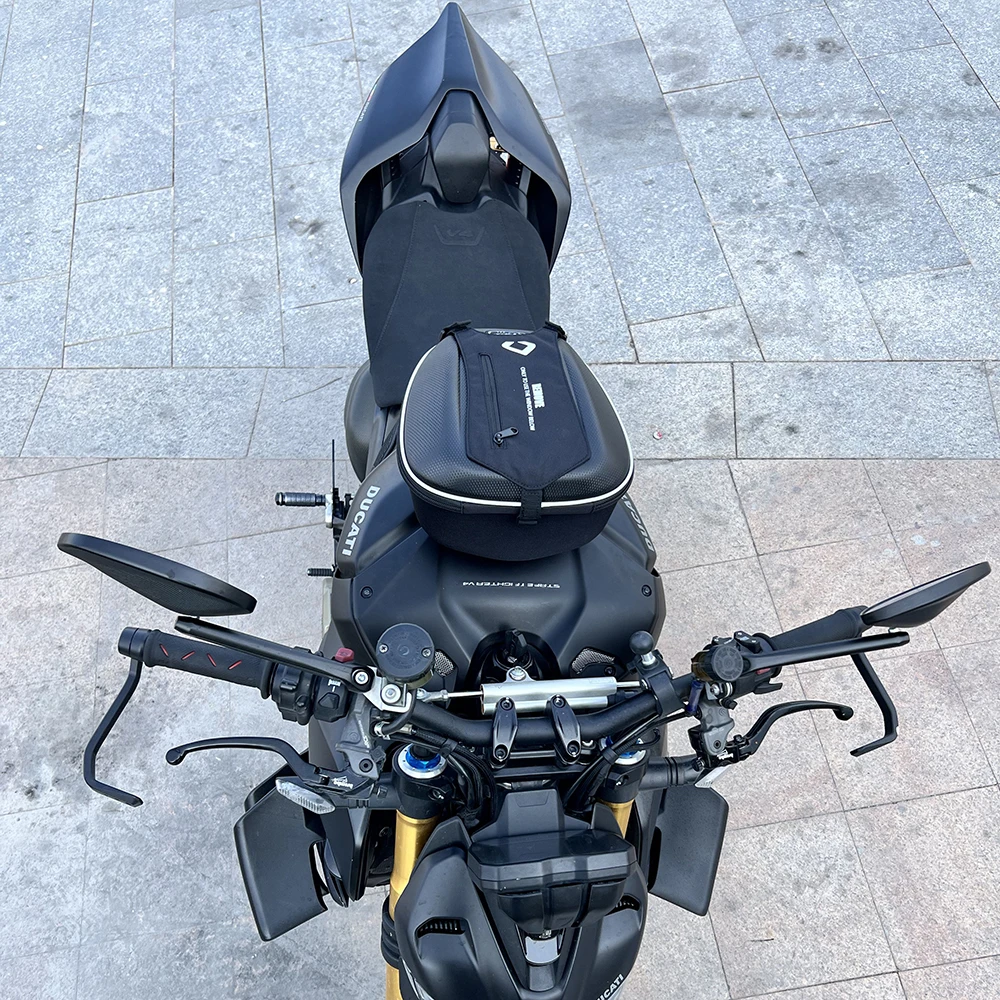 For DUCATI Monster 696 796 1100 Tank Bag Motorcycle Saddlebags Ring Mount Quick Lock Fuel Top Case Flange Waterproof Removable
