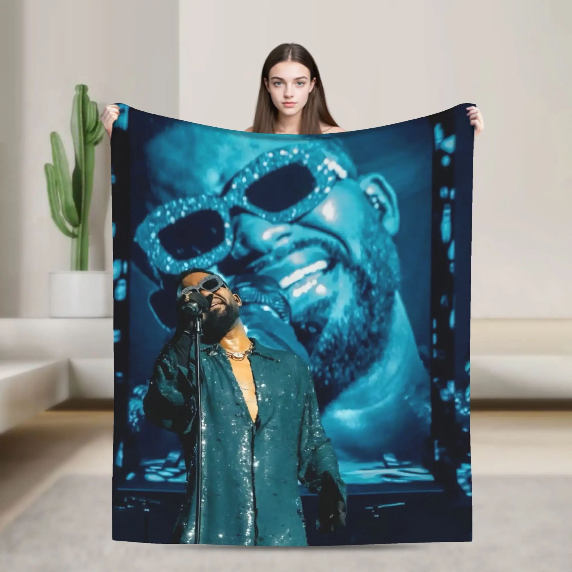 Fally Ipupa Congolese Singer Flannel Blanket Winter Soft Throw Blanket for Girls Bedroom Street Trend Bedspread Sofa Bed Cover