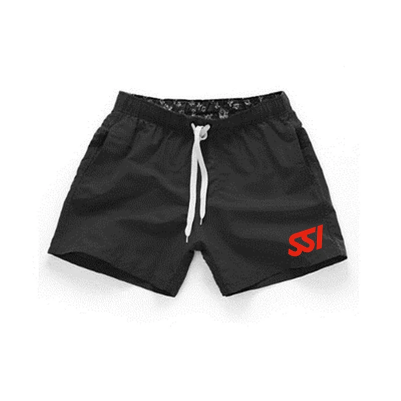 Novas escolas de mergulho logotipo internacional ssi impressão verão calções casuais dos homens cor sólida popular shorts unissex logotipo personalizável