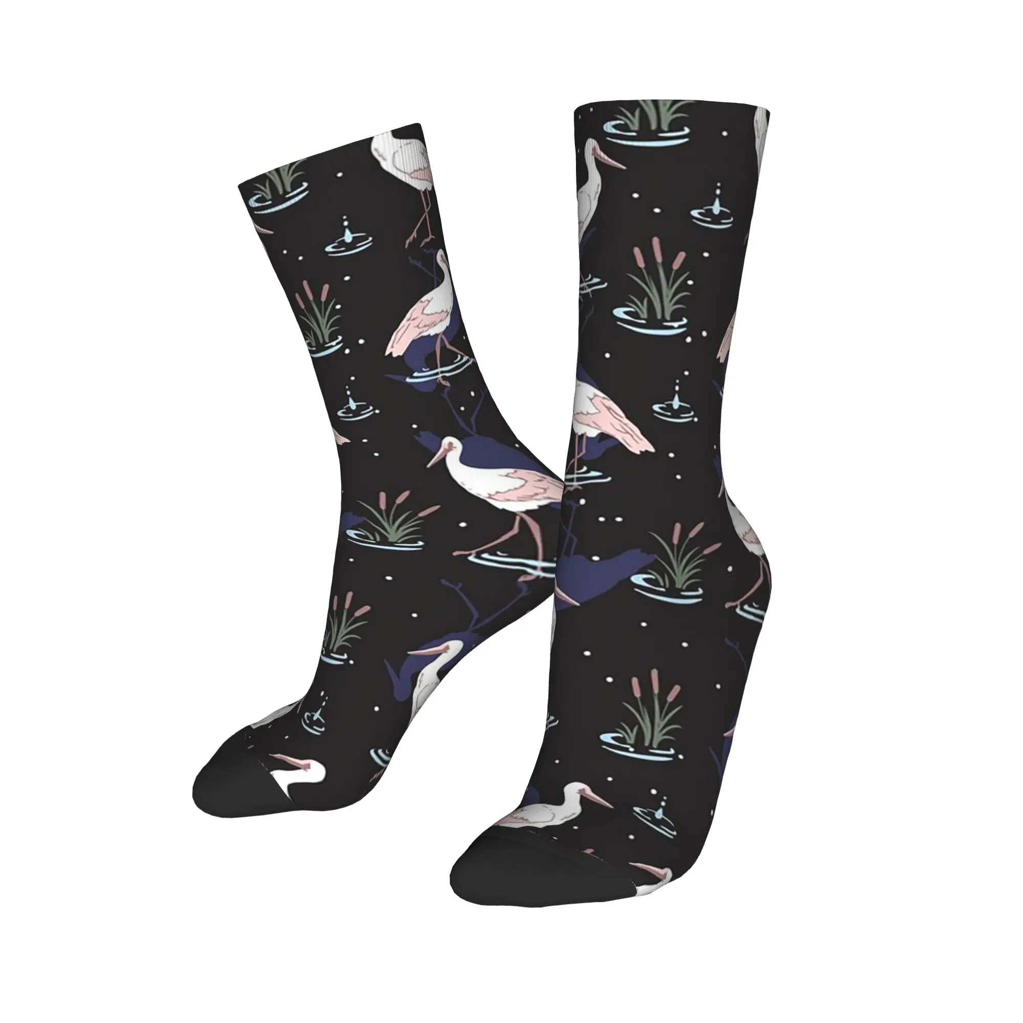 

All Seasons Crew Stockings Spoonbills On Blue Cartoon Socks Harajuku Hip Hop Long Socks Accessories for Men Women Christmas Gift