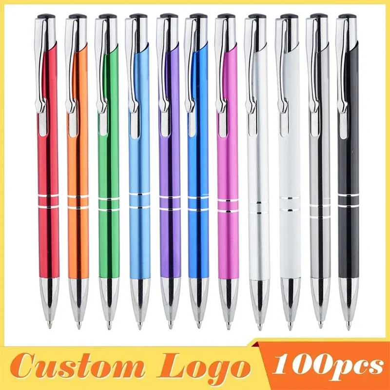 

100pcs/lot Hot Sell Metal Ballpoint Pen Support Custom Logo Advertising Wholesale Personalized Pen Advertising Promotional Gift