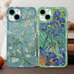 Case For iPhone 16 15 14 13 12 11 Pro Max Cover Van Gogh Oil Painting Flower Series