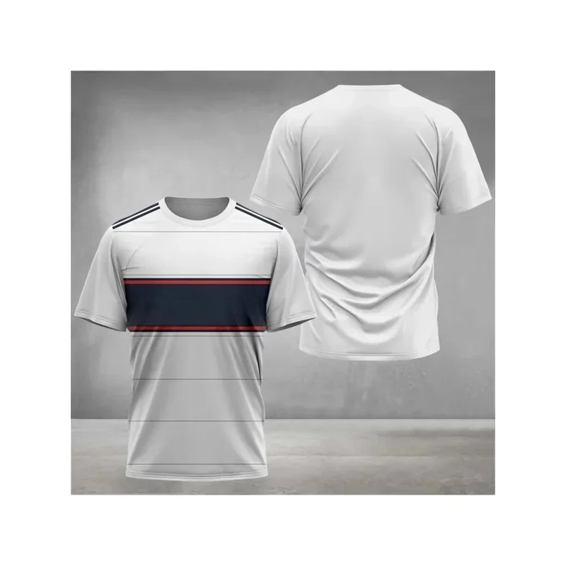 Men's Quick Dry Sports Tshirt High Elasticity Horizontal Striped Color Block Breathable Training Tee