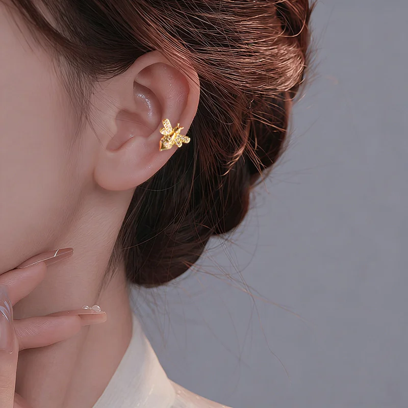 1Pcs Ear Cuff Earrings Non-Piercing Crystal Bee Ear Clip Earring For Women Fake Cartilage Jewelry eh350