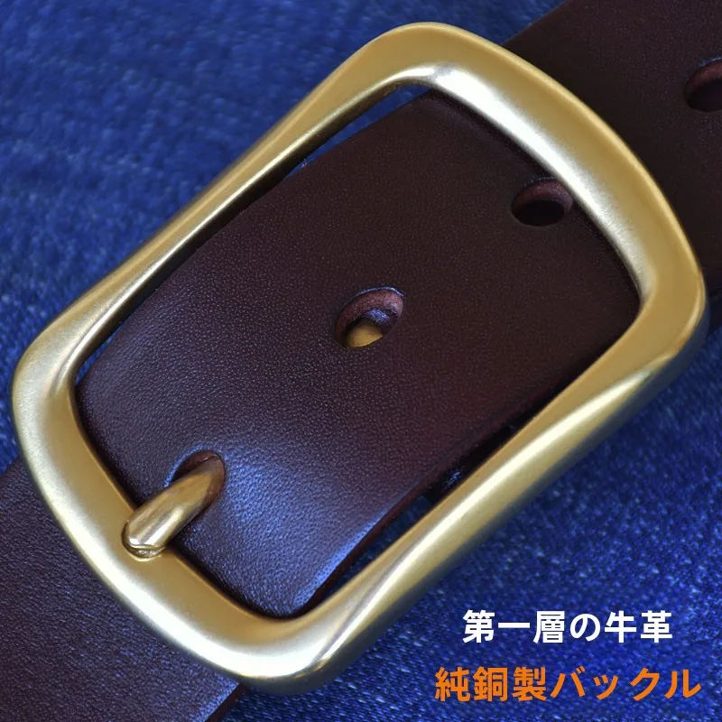 本革ベルト-純銅バックル-カジュアルジーンズ-メンズウエストベルト-トップレイヤー牛革-若者-中年-ヘッドレイヤーレザー