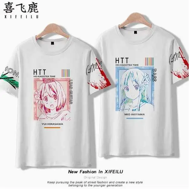 

Anime K-Onhirasawa Yui Akiyama Mio Short Sleeve T-Shirt Summer Cosplay Costume Casual Student Loose Tops anime