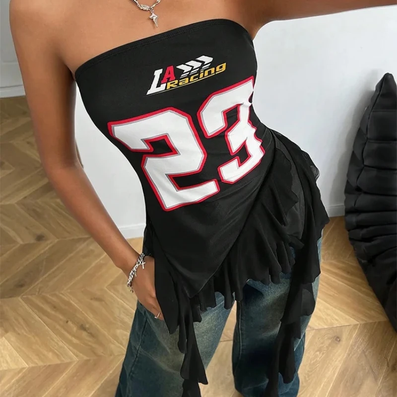 Лето 2025 г., сексуальный укороченный топ с открытой спиной y2k, жилет с круглым вырезом, укороченный топ, футболка, мягкий топ без бретелек, разноцветный вечерние сексуальный топ