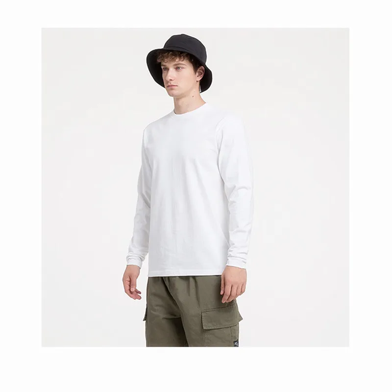 Cotton 100% Long-sleeved Men's T Shirt MRMT 2025 Brand New Round-collar Solid-color Men T-shirt for Male Tshirt Man Tops Tees