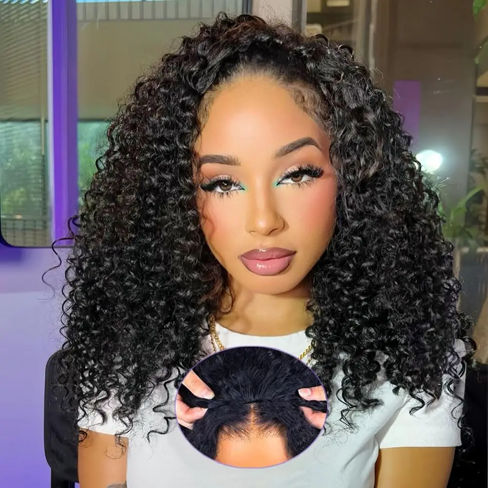 

Парик-полупарик из натуральных волос, 250% плотность, без клея, 30 дюймов, глубокая волна, 3 в 1, с завязками