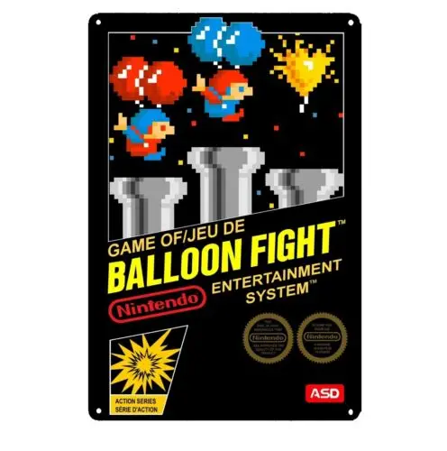 Balloon Fight Nes Retro Video Game Metal Poster Tin Sign 20*30cm-Aluminum
