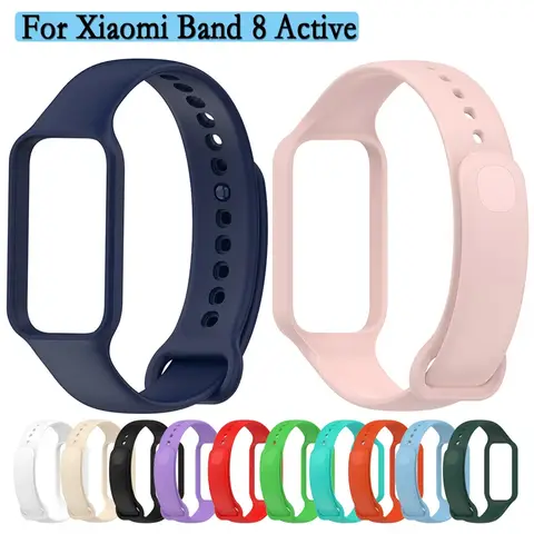 Xiaomi Band 8 Active Watchband 용 2In1 Redmi Watch2 용 프레임 보호 쉘이있는 고품질 내구성과 부드러운 실리콘 스트랩