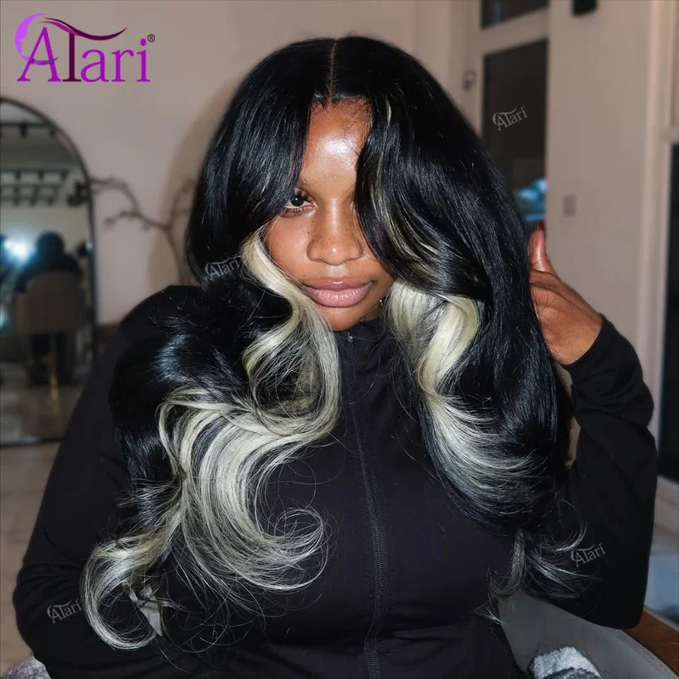 

Stripe Wide Blonde Human Hair Body Wave Wig Pre Plucked Transparent Highlights Wig 13x4 13x6 Lace Frontal Brazilian Hair Wig