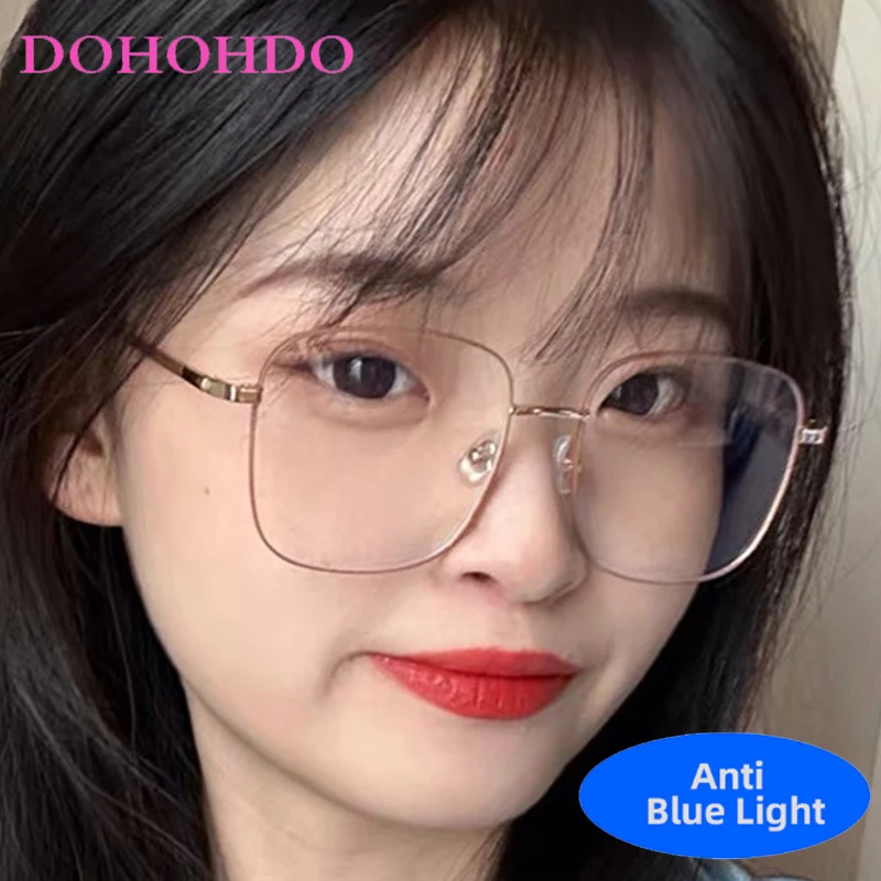

New Luxury Brand Designer Retro Square Metal Eyeglasses Men Women Computer Anti-Blue Light Glasses For Office Work Lentes Очки