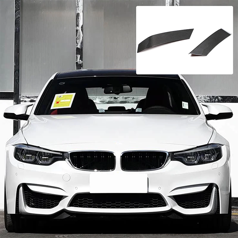 

2Pcs Real carbon fiber For BMW M3 M4 F80 F82 2015-2019 car front bumper decorative sticker car exterior protection accessories