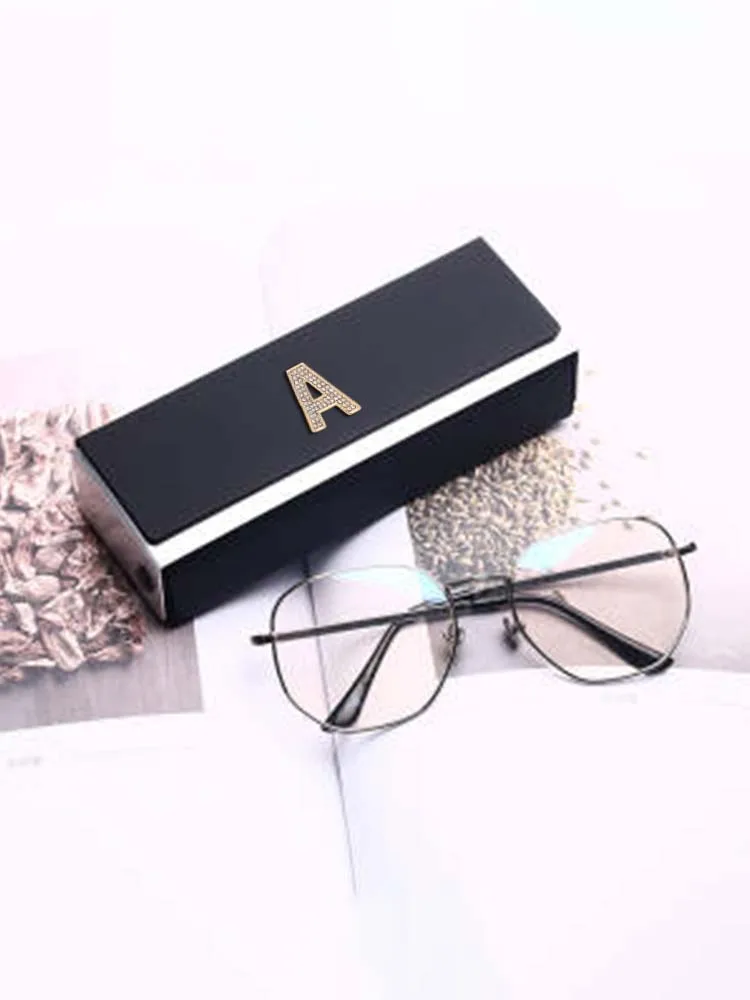 Customized Women's Metal Eyewear Cases with Soft Velvet Lining Personalized Customer Name Artistic Letter Decor