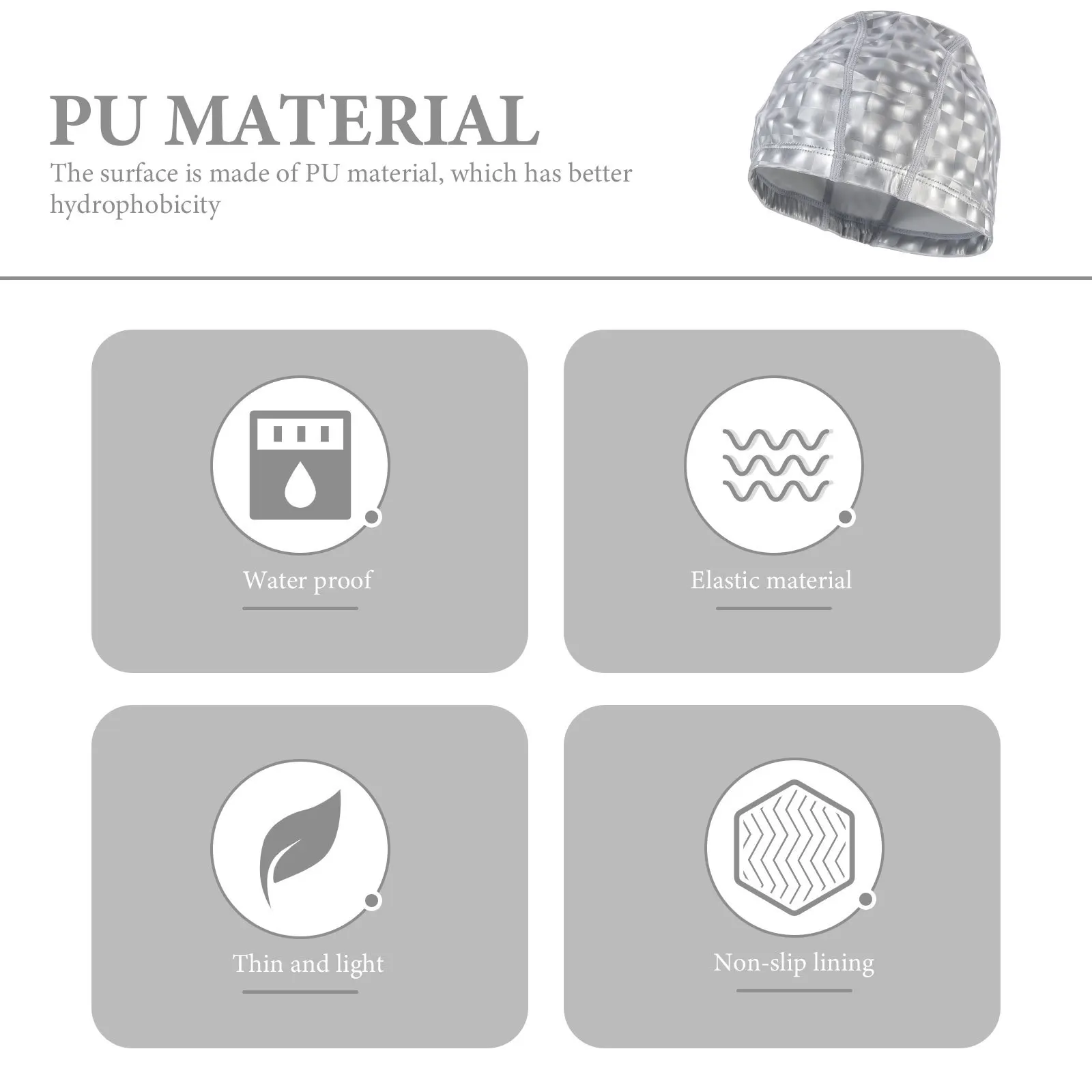 

1pc Swim Cap Waterproof Pu Unisex Elastic Hair Protector For Long Hair Swimming Indoor Outdoor Use Adult Swim Hat