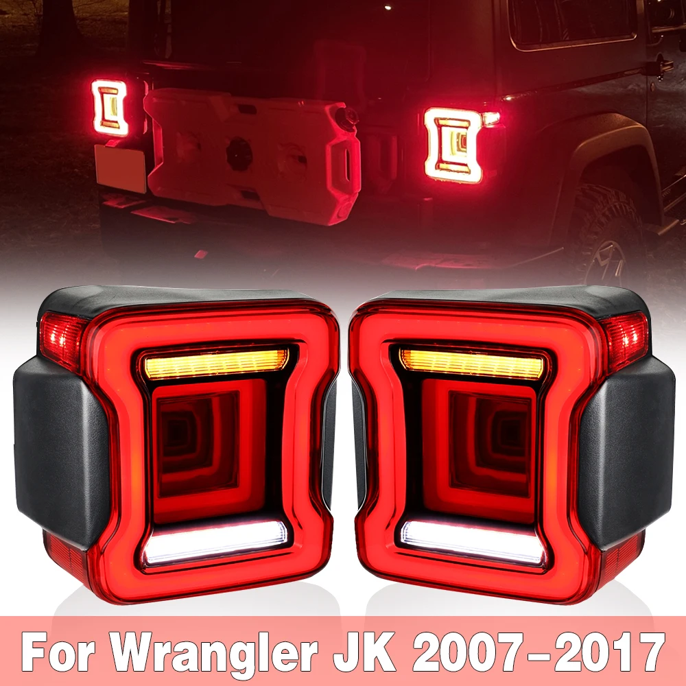 2x LED Tail Lights For Jeep Wrangler JK 2007-2018 Brake Lamp Reverse Daytime Running Lights Car TailLights Assembly Replacement