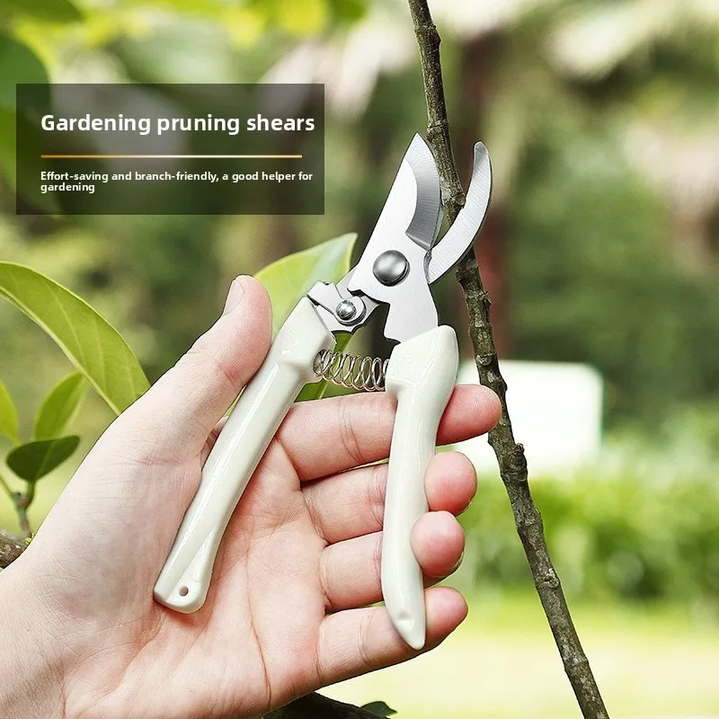 Stainless Steel Garden Pruning Shears Straight Curved Head Gardening Scissors Tree Branch Cutter