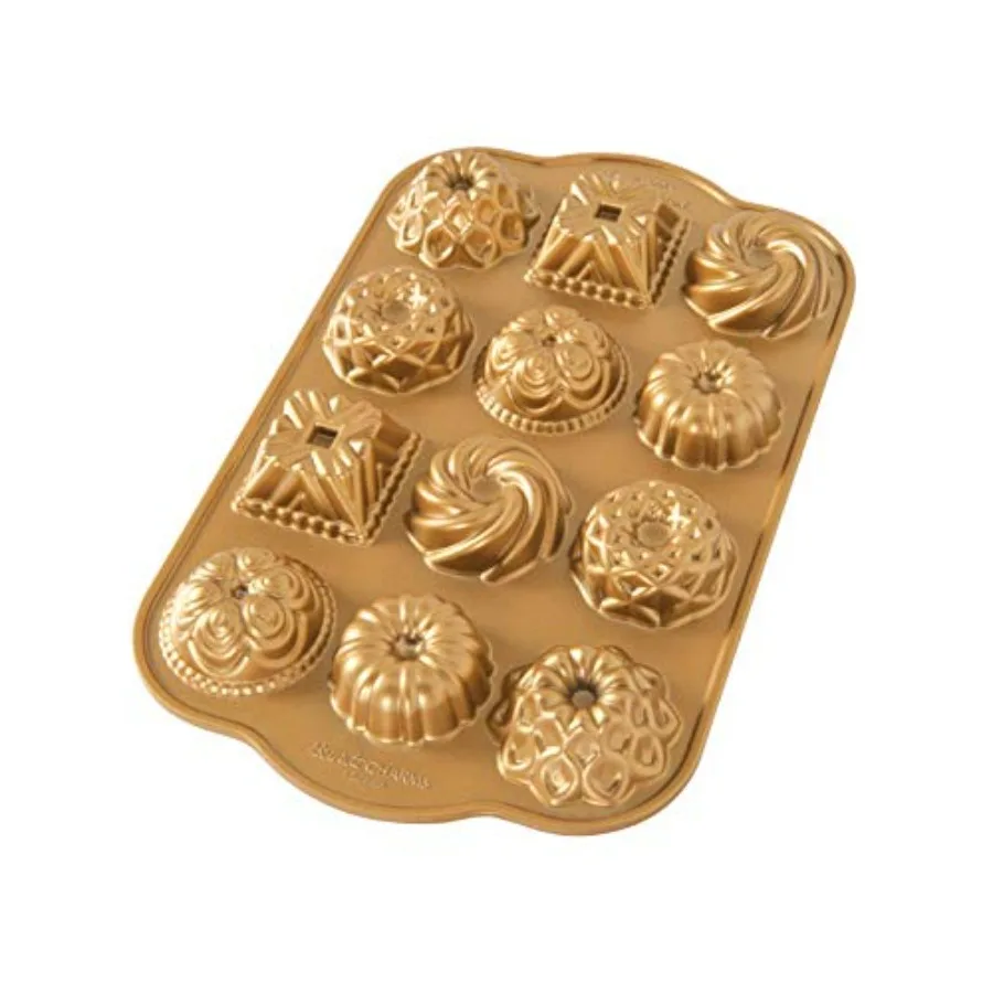 

Форма для выпечки Bundt Charms на 1,2 чашки, золотистая, из алюминия с антипригарным покрытием, идеально подходит для мини-кексов Бундт, прочная и легко моется.