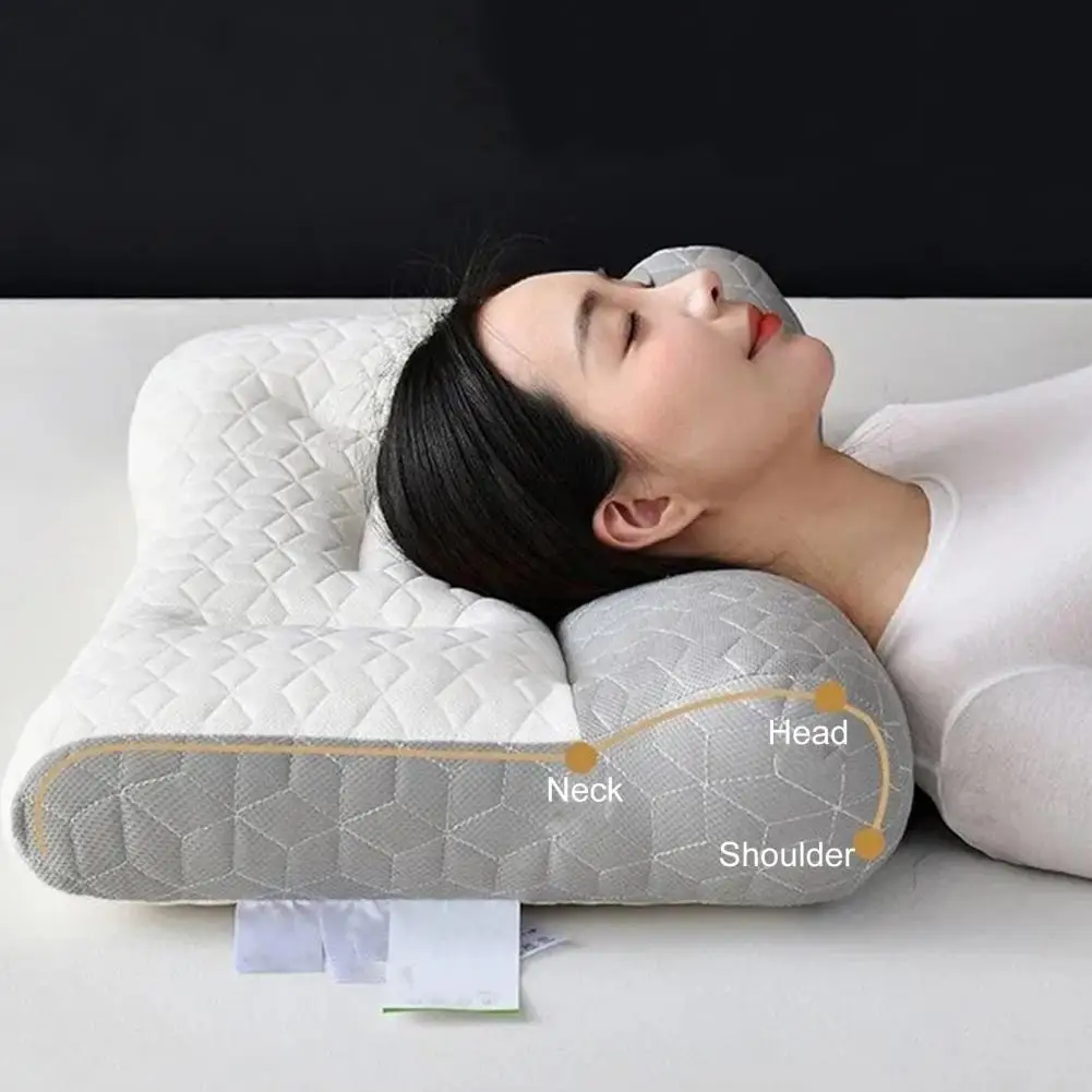 Neck Traction Pillow Latex Restiva Pillow for Neck Pain Relief Sleep Feel Slow Rebound Elasticity Machine Washable for Neck