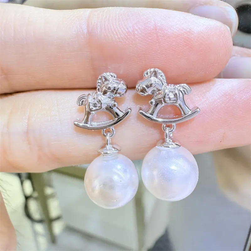 New Pearl S925 Pure Silver Cute Earrings AAAA 9-10mm South Sea Pearl Earrings
