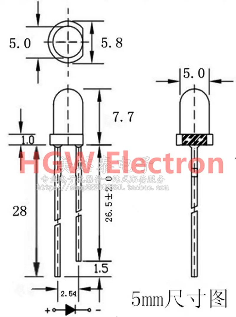 1000pcs 5MM Round head Colloid green LED Highlighting light-emitting diodes (leds) F5 Round head Green led Long legs 2pin light