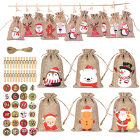 24Pcs Christmas Advent Calendar Gift Bags DIY Merry Christmas Decor For Paper Clips Stickers Cristmas Ornament Xmas Navidad