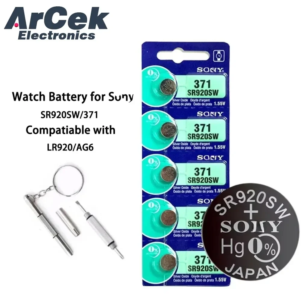 2PCS AG6 371 SR920SW Original for SONY LR920 SR927 171 370 L921 LR69 1.55V Button Battery for Watch Toys Cell Coin Batteries