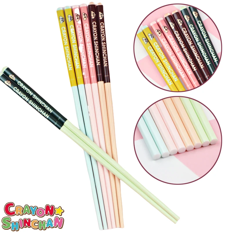 Palillos de cerámica reutilizables de dibujos animados Crayon Shin-chan, palillos chinos de comida antimoho de Anime, vajilla antideslizante para el hogar, regalos