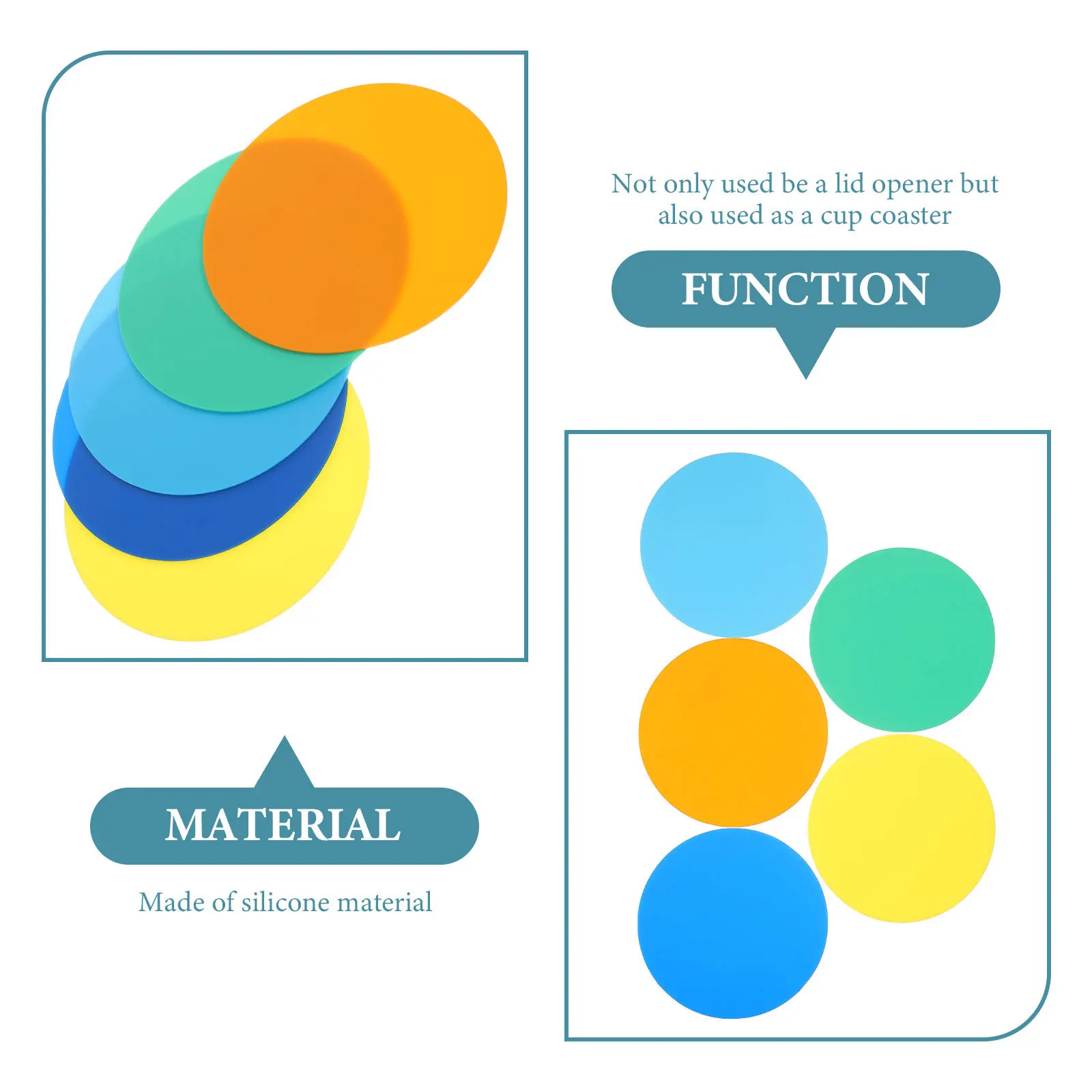 

5 шт. силиконовые подушечки для открывания банок, термостойкие подушки для открывания бутылок, яркий цветной дизайн, многофункциональные подставки для чашек
