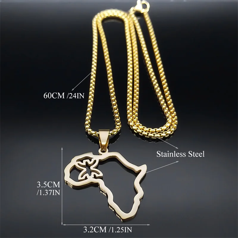 Afriky Képsík Berber amazigh necklaces számára Nők férfiak Rozsdaálló Acél Arany színben Etnikai Medál Nyakdísz ékszer Szénbányász N8092S02