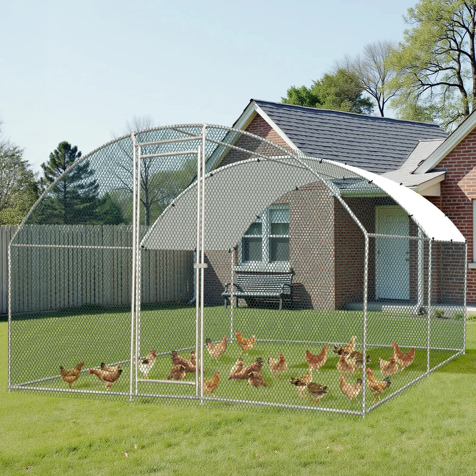 

Outdoor 13x10FT Metal Chicken Coop Run Cage Rabbit Garden Yard House Enclosure