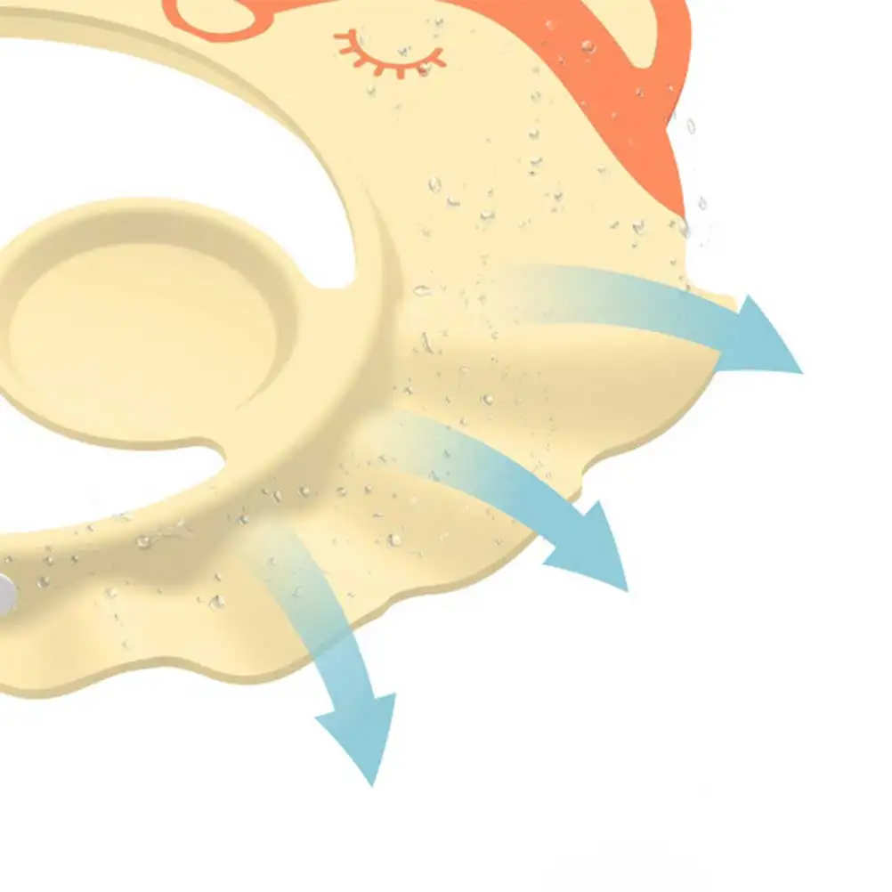 

1Pcs Waterproof Ear Protection Bath Hat for Babies Adjustable Cartoon Animal Design Baby Shampoo Cap Infant Shower Shield Yellow
