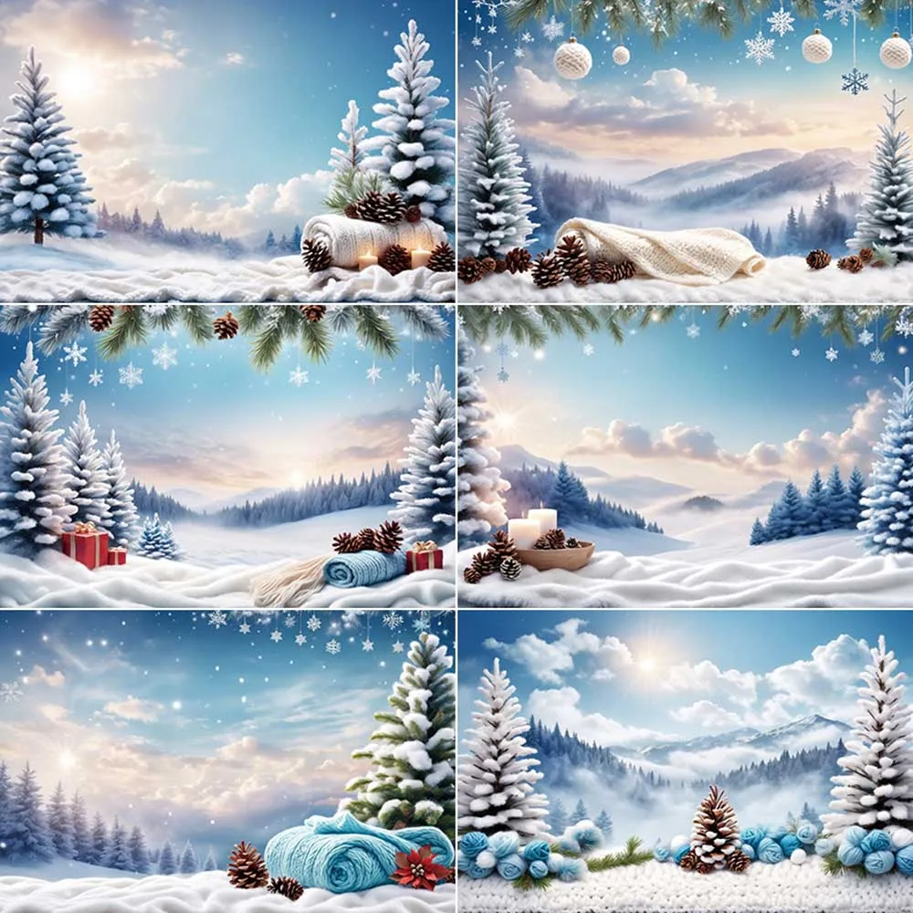 

MOON.QG Christmas Tree Snow Forest Photography Backdrops Winter Party Decoration Photozone Backgrounds Studio Photobooth Props