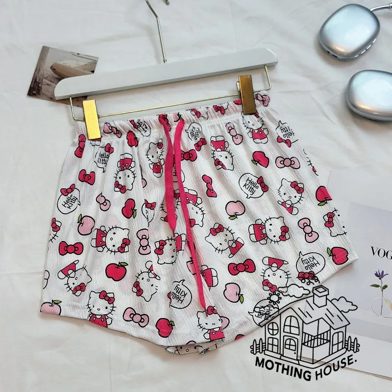 

Cute Hello Kitty wide leg pants cartoon anime card wow pink sleeping pants women thin casual home student girl gift wholesale