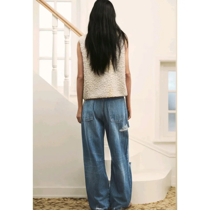 

Новое осеннее поступление, женский повседневный жилет из полиэфирного волокна с узлом и узлом, украшенный осенним мехом ягненка