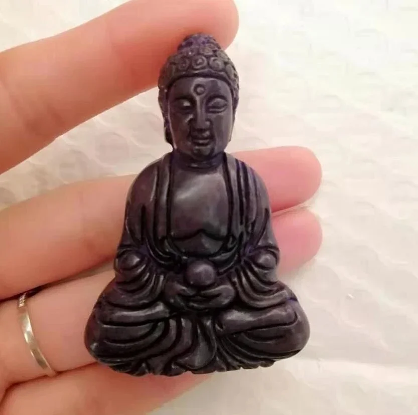 Коллекция архаичных ручной работы из фиолетового нефрита Статуя Шакьямуни