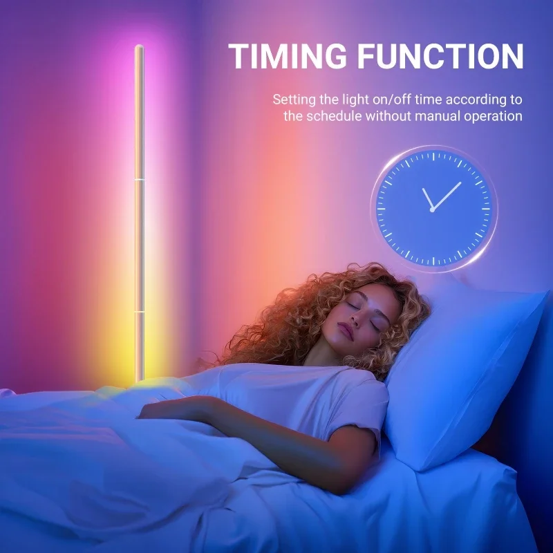 RGB Color Changing Floor Standing Lamp, Rechargeable Bluetooth Smart Floor Light With App & Remote Control Ambient Corner Lamp
