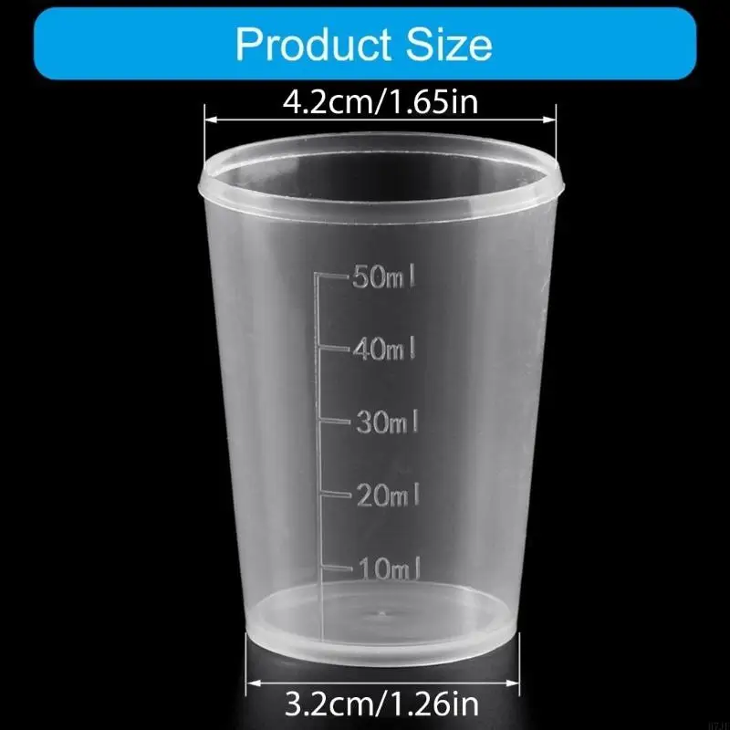 H7JF 10PCS Пластиковые измерительные чашки 50 мл Смешающая чашка повторно используется для измерения жидкости для краски