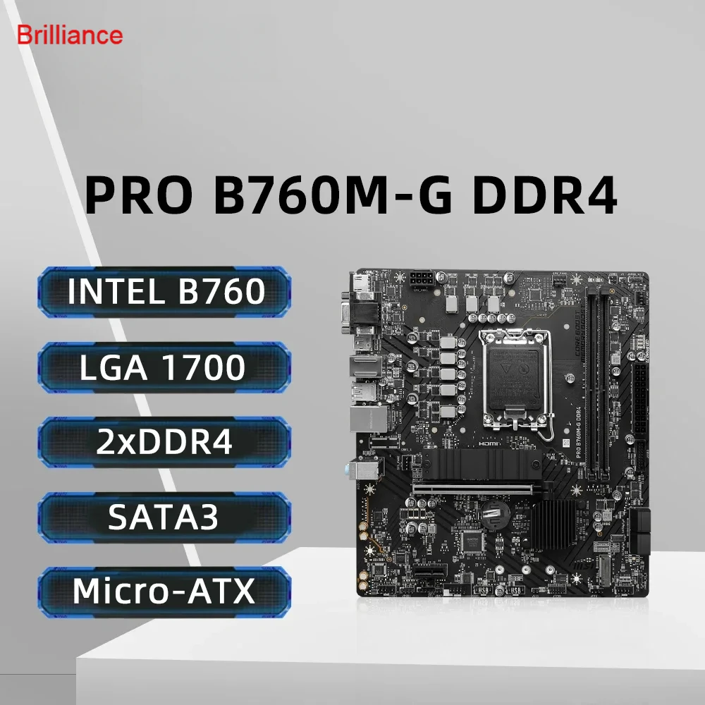 MSI PRO B760M-G DDR4 اللوحة الأم دعم i5-12400F i7-12700KF i9-14900KF وحدة المعالجة المركزية DDR4 4800MHz 64GB LGA 1700 HDMI NVME M.2 PCle 4.0 #1