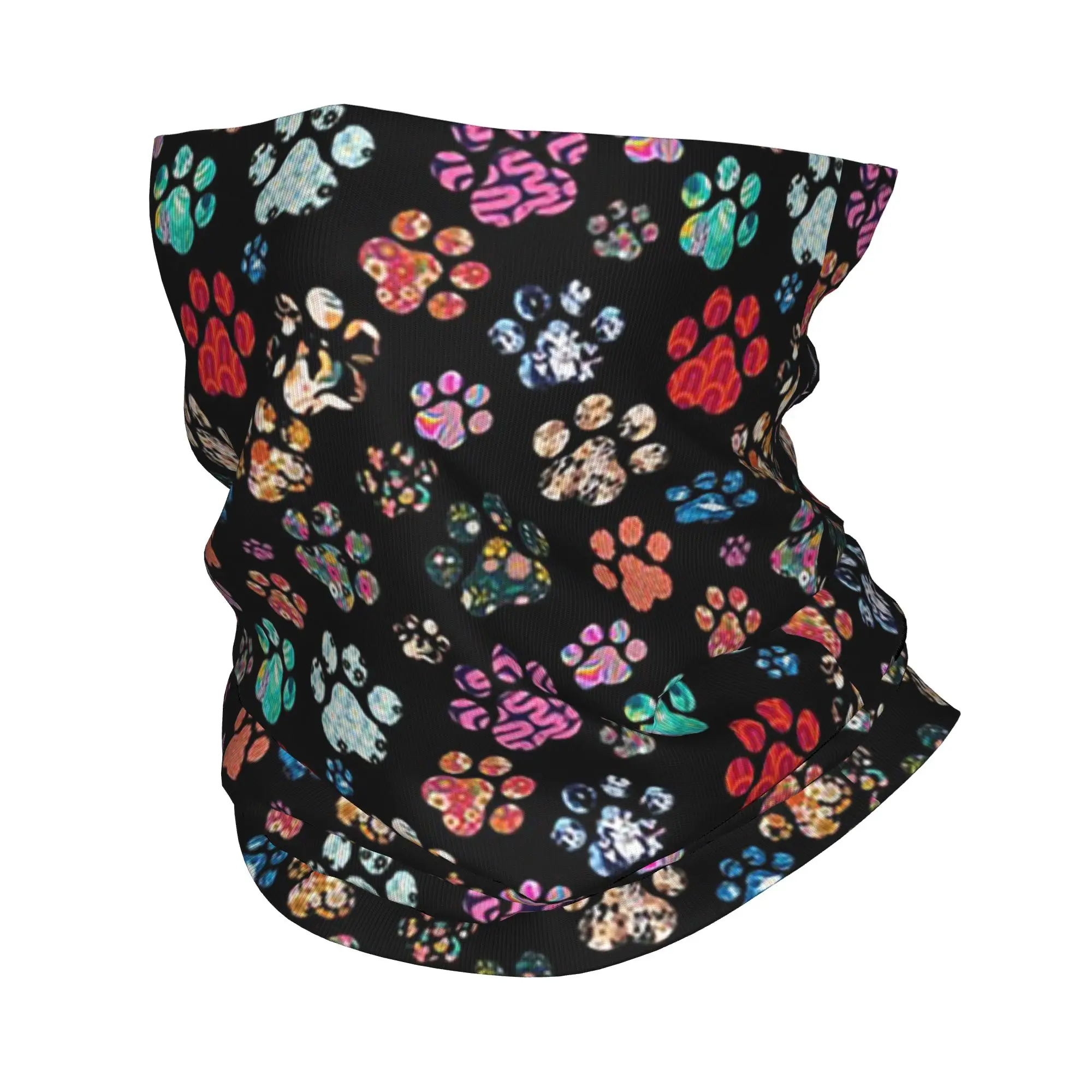 

Rainbow Dog Paw Prints Bandana Neck Gaiter Printed Wrap Scarf Warm Headband Running For Men Women Adult