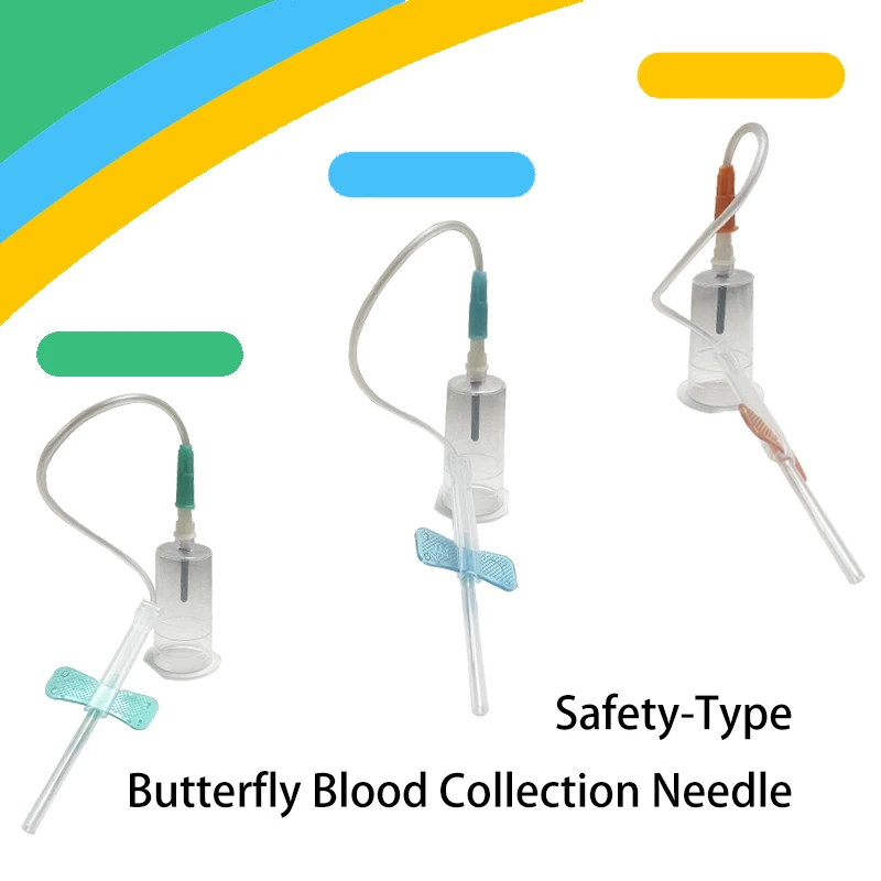 

50 Sets of Safe Disposable Vacuum Blood Collection Kits with Safety Lancets Pet Medical Scalp Vein Kits