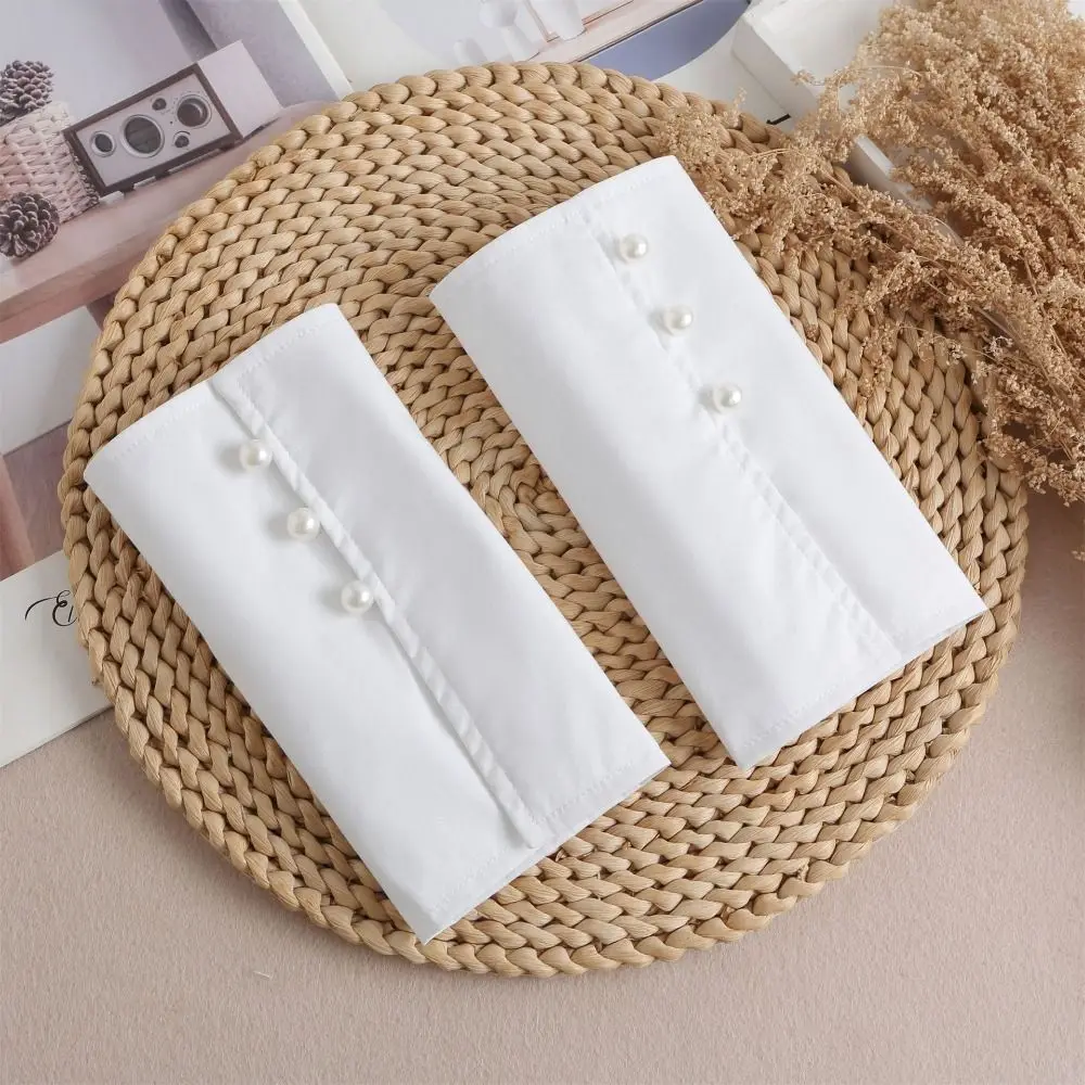 

Simple Detachable Fake Hand Sleeves Pearls Buttons Comfortable False Wrist Cuffs Soft Decorative Paired Wrist Warmer Winter