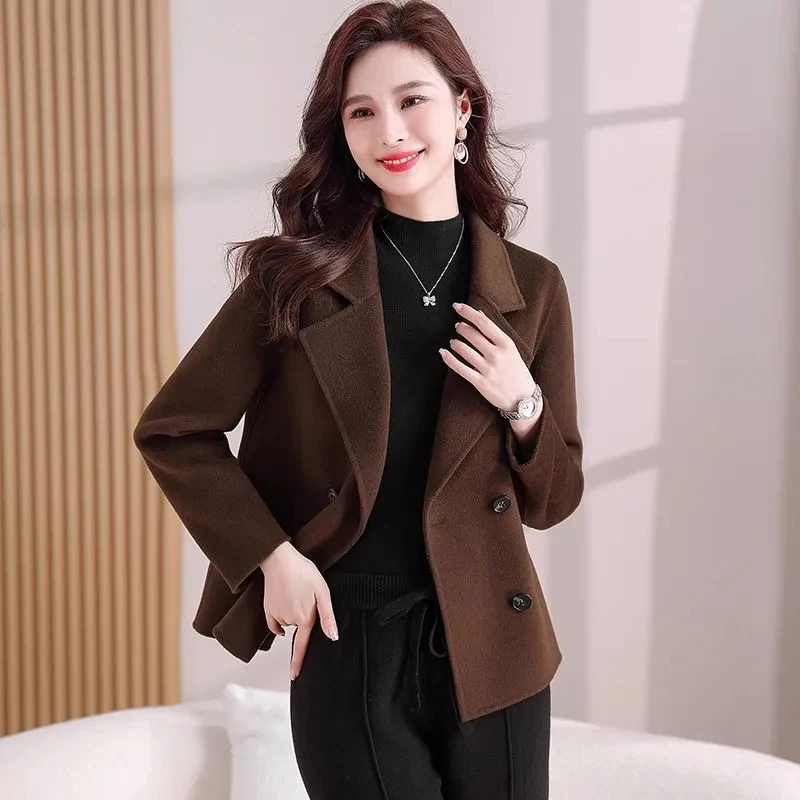 Jacket 2025 Autumn Winter New Woolen Coat Women\'s Fashion Foreign Jackets Slim Suit Collar Short Outerwear Female Overcoat
