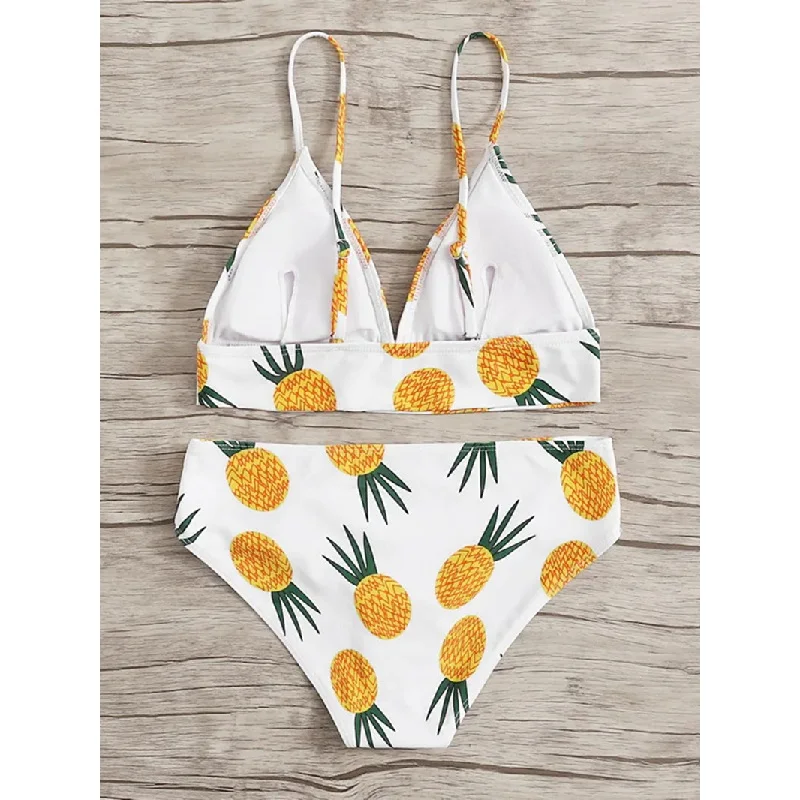 2021 Sexy High Waist Print Bikini swimwear Women Halter Push Up Bikini Swimsuit female Biquini Watermelon pineapple Beach Wear